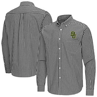 Men's Antigua Black Baylor Bears Ellis Woven Tri-Blend Long Sleeve Button-Down Shirt