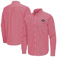 Men's Antigua Georgia Bulldogs Ellis Woven Tri-Blend Long Sleeve Button-Down Shirt