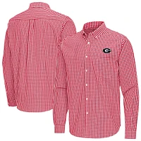 Men's Antigua Georgia Bulldogs Ellis Woven Tri-Blend Long Sleeve Button-Down Shirt