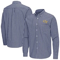 Men's Antigua Navy Georgia Tech Yellow Jackets Ellis Woven Tri-Blend Long Sleeve Button-Down Shirt