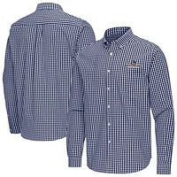 Men's Antigua Navy Gonzaga Bulldogs Ellis Woven Tri-Blend Long Sleeve Button-Down Shirt