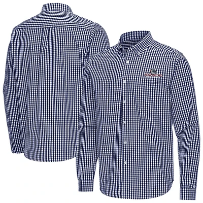 Men's Antigua Navy Gonzaga Bulldogs Ellis Woven Tri-Blend Long Sleeve Button-Down Shirt