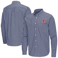 Men's Antigua Navy Illinois Fighting Illini Ellis Woven Tri-Blend Long Sleeve Button-Down Shirt