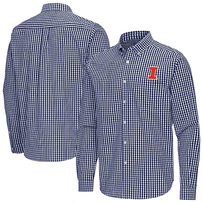 Men's Antigua Navy Illinois Fighting Illini Ellis Woven Tri-Blend Long Sleeve Button-Down Shirt
