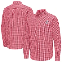 Men's Antigua Crimson Indiana Hoosiers Ellis Woven Tri-Blend Long Sleeve Button-Down Shirt