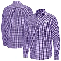 Men's Antigua Kansas State Wildcats Ellis Woven Tri-Blend Long Sleeve Button-Down Shirt