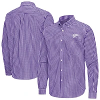 Men's Antigua Kansas State Wildcats Ellis Woven Tri-Blend Long Sleeve Button-Down Shirt