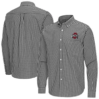 Men's Antigua Ohio State Buckeyes Ellis Woven Tri-Blend Long Sleeve Button-Down Shirt