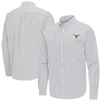 Men's Antigua Texas Longhorns Ellis Woven Tri-Blend Long Sleeve Button-Down Shirt