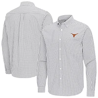 Men's Antigua Texas Longhorns Ellis Woven Tri-Blend Long Sleeve Button-Down Shirt