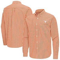 Men's Antigua Burnt Orange Texas Longhorns Ellis Woven Tri-Blend Long Sleeve Button-Down Shirt