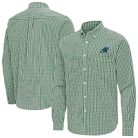 Men's Antigua Tulane Green Wave Ellis Woven Tri-Blend Long Sleeve Button-Down Shirt