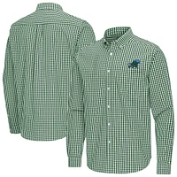 Men's Antigua Tulane Green Wave Ellis Woven Tri-Blend Long Sleeve Button-Down Shirt