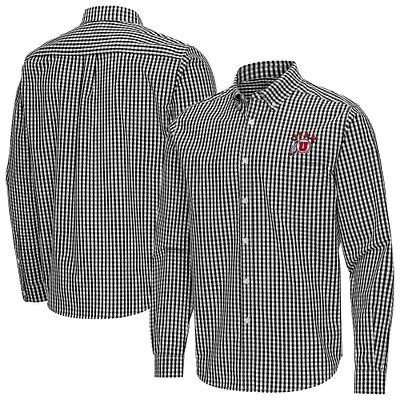 Men's Antigua Utah Utes Ellis Woven Tri-Blend Long Sleeve Button-Down Shirt