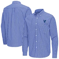 Men's Antigua Royal Villanova Wildcats Ellis Woven Tri-Blend Long Sleeve Button-Down Shirt
