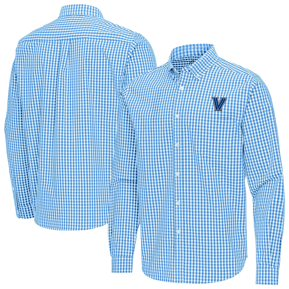 Men's Antigua Powder Blue Villanova Wildcats Ellis Woven Tri-Blend Long Sleeve Button-Down Shirt