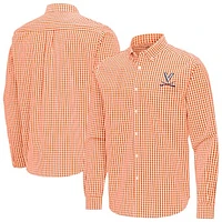 Men's Antigua Virginia Cavaliers Ellis Woven Tri-Blend Long Sleeve Button-Down Shirt