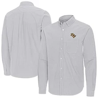 Men's Antigua Gray UCF Knights Porter Woven Tri-Blend Long Sleeve Button-Down Shirt