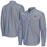 Men's Antigua Navy UConn Huskies Porter Woven Tri-Blend Long Sleeve Button-Down Shirt