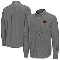 Men's Antigua Oregon State Beavers Porter Woven Tri-Blend Long Sleeve Button-Down Shirt