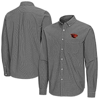 Men's Antigua Oregon State Beavers Porter Woven Tri-Blend Long Sleeve Button-Down Shirt