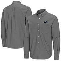 Men's Antigua Penn State Nittany Lions Porter Woven Tri-Blend Long Sleeve Button-Down Shirt