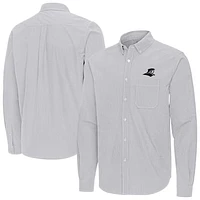 Men's Antigua Gray Providence Friars Porter Woven Tri-Blend Long Sleeve Button-Down Shirt