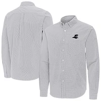 Men's Antigua Gray Providence Friars Porter Woven Tri-Blend Long Sleeve Button-Down Shirt