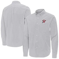 Men's Antigua Utah Utes Porter Woven Tri-Blend Long Sleeve Button-Down Shirt