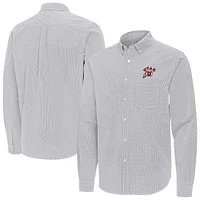 Men's Antigua Utah Utes Porter Woven Tri-Blend Long Sleeve Button-Down Shirt