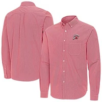Men's Antigua Utah Utes Porter Woven Tri-Blend Long Sleeve Button-Down Shirt