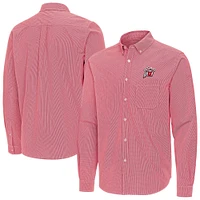 Men's Antigua Utah Utes Porter Woven Tri-Blend Long Sleeve Button-Down Shirt