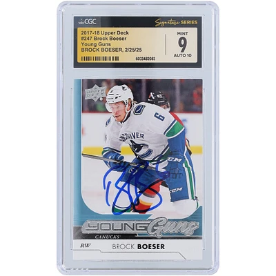 Brock Boeser Vancouver Canucks Autographed 2017-18 Upper Deck Series 1 Young Guns #247 CGC Fanatics Witnessed Authenticated 9/10 Rookie Card