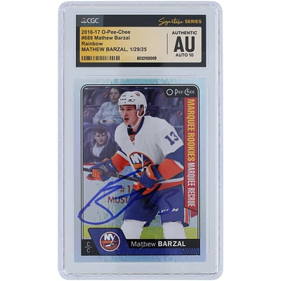 Mathew Barzal New York Islanders Autographed 2016-17 Upper Deck O-Pee-Chee Update Rainbow #689 CGC Fanatics Witnessed Authenticated Auto 10 Rookie Card