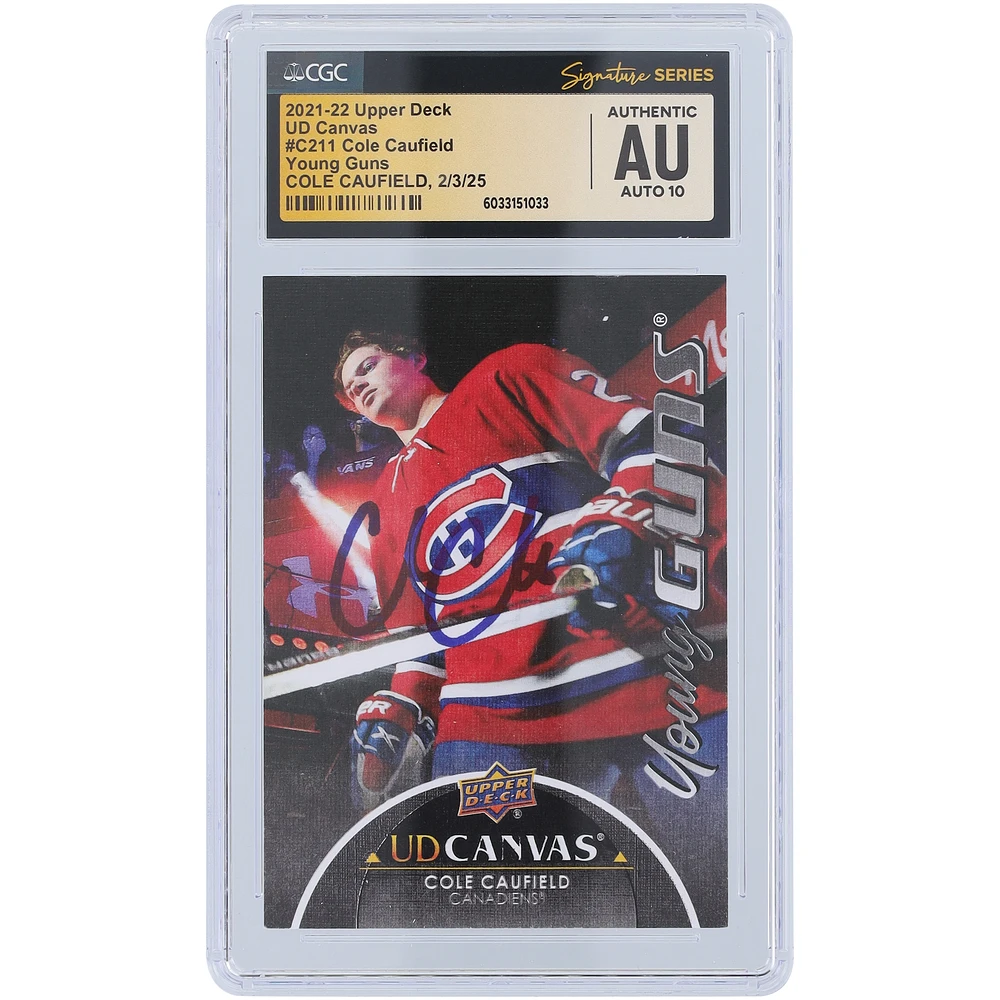 Cole Caufield Montreal Canadiens Autographed 2021-22 Upper Deck Series 2 Young Guns Canvas #C211 CGC Fanatics Witnessed Authenticated Auto 10 Rookie Card