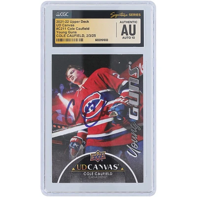 Cole Caufield Montreal Canadiens Autographed 2021-22 Upper Deck Series 2 Young Guns Canvas #C211 CGC Fanatics Witnessed Authenticated Auto 10 Rookie Card