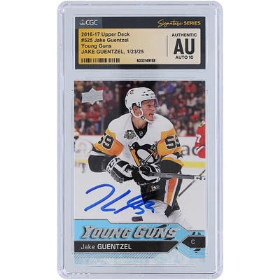 Jake Guentzel Pittsburgh Penguins Autographed 2016-17 Upper Deck Update Young Guns #525 CGC Fanatics Witnessed Authenticated Auto 10 Rookie Card