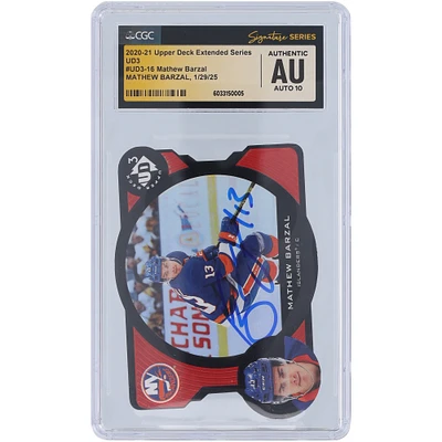 Mathew Barzal New York Islanders Autographed 2020-21 Upper Deck Extended Series UD3 #UD3-16 #/1000 CGC Fanatics Witnessed Authenticated Auto 10 Card