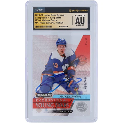 Mathew Barzal New York Islanders Autographed 2020-21 Upper Deck Synergy Exceptional Young Stars #EY-6 #/749 CGC Fanatics Witnessed Authenticated Auto 10 Card