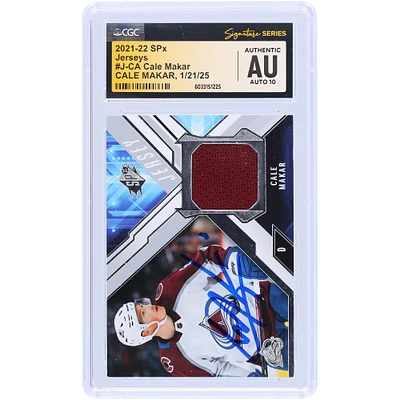 Cale Makar Colorado Avalanche Autographed 2021-22 Upper Deck SPX Jersey Maroon Relic #J-CA CGC Fanatics Witnessed Authenticated Auto 10 Card