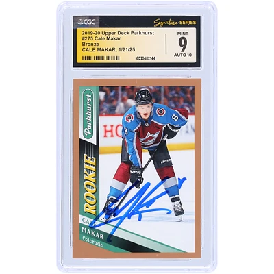 Cale Makar Colorado Avalanche Autographed 2019-20 Upper Deck Parkhurst Bronze #275 CGC Fanatics Witnessed Authenticated 9/10 Rookie Card