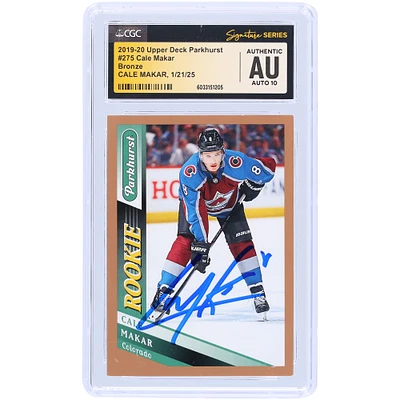 Cale Makar Colorado Avalanche Autographed 2019-20 Upper Deck Parkhurst Bronze #275 CGC Fanatics Witnessed Authenticated Auto 10 Rookie Card