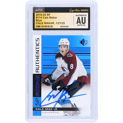 Cale Makar Colorado Avalanche Autographed 2019-20 Upper Deck SP Blue #114 CGC Fanatics Witnessed Authenticated Auto 10 Rookie Card