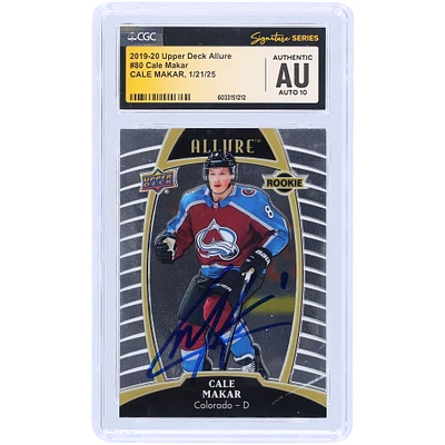 Cale Makar Colorado Avalanche Autographed 2019-20 Upper Deck Allure #80 CGC Fanatics Witnessed Authenticated Auto 10 Rookie Card