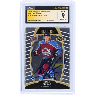 Cale Makar Colorado Avalanche Autographed 2019-20 Upper Deck Allure #80 CGC Fanatics Witnessed Authenticated /10 Rookie Card