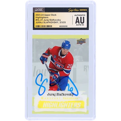 Juraj Slafkovsky Montreal Canadiens Autographed 2023-24 Upper Deck Highlighters #HL-21 CGC Fanatics Witnessed Authenticated Auto 10 Card