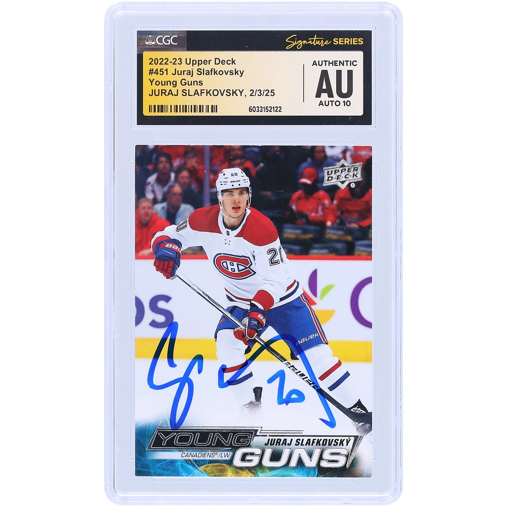 Juraj Slafkovsky Montreal Canadiens Autographed 2022-23 Upper Deck Series 2 Young Guns #451 CGC Fanatics Witnessed Authenticated Auto 10 Rookie Card
