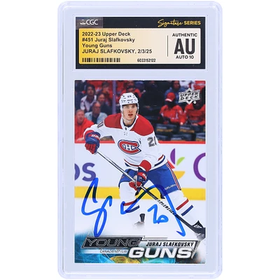 Juraj Slafkovsky Montreal Canadiens Autographed 2022-23 Upper Deck Series 2 Young Guns #451 CGC Fanatics Witnessed Authenticated Auto 10 Rookie Card