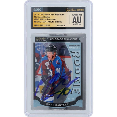 Mikko Rantanen Colorado Avalanche Autographed 2015-16 Upper Deck O-Pee-Chee Platinum Marquee Rookie #M42 CGC Fanatics Witnessed Authenticated Auto 10 Rookie Card