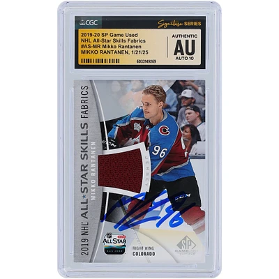 Mikko Rantanen Colorado Avalanche Autographed 2019-20 Upper Deck SP Game Used NHL All-Star Skills Fabrics Relic #AS-MR CGC Fanatics Witnessed Authenticated Auto 10 Card